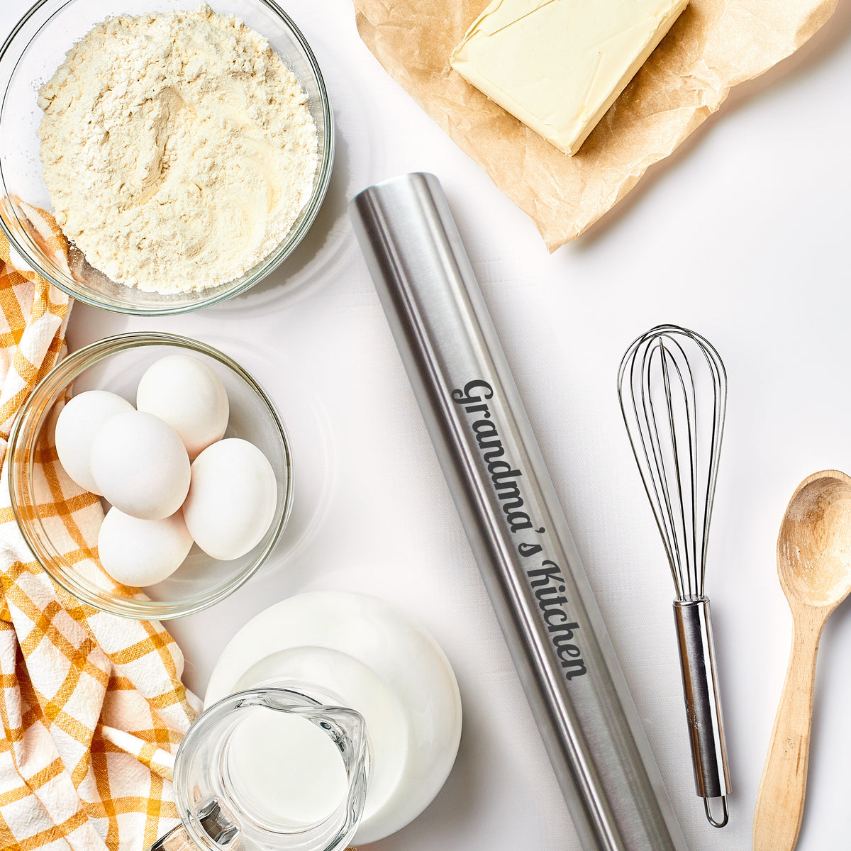 Stainless Steel Rolling Pin - Bakers Rolling Pin - Personalize