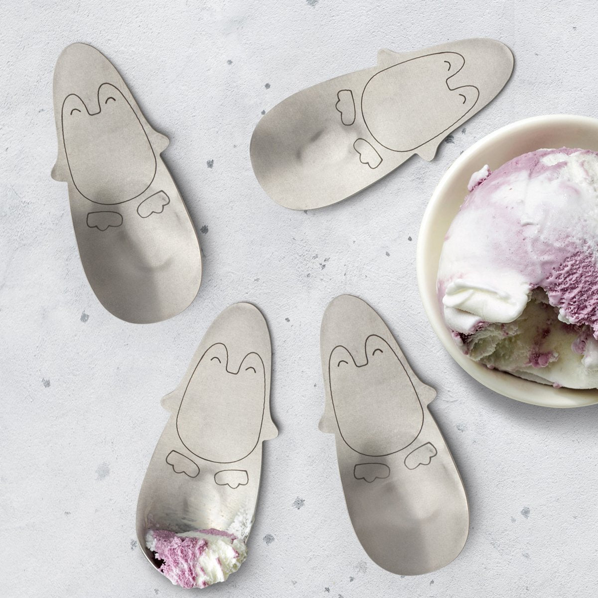 Little Penguin Ice Cream Spoons | Set of 4 | Dessert Spoons