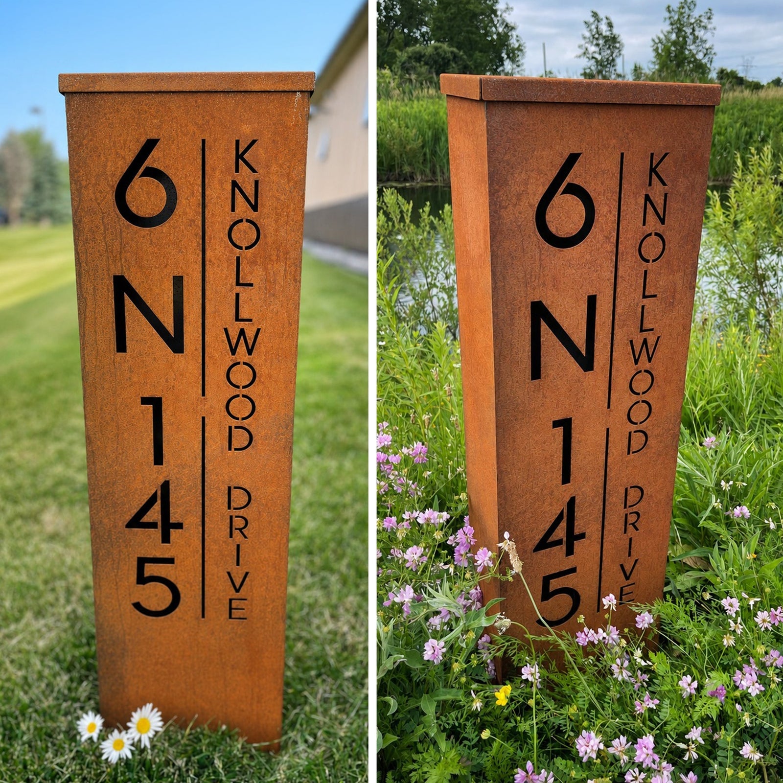Rusty Patina Address Columns for Home and Garden!