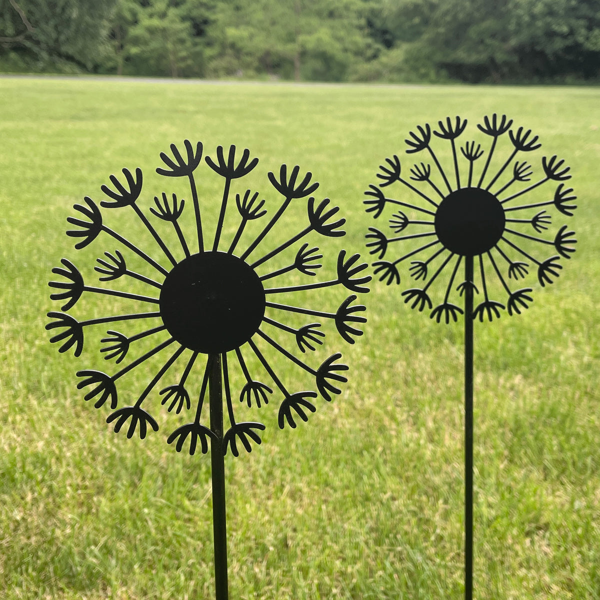 Dandelion Garden Flower Stakes - Metal Garden Decor
