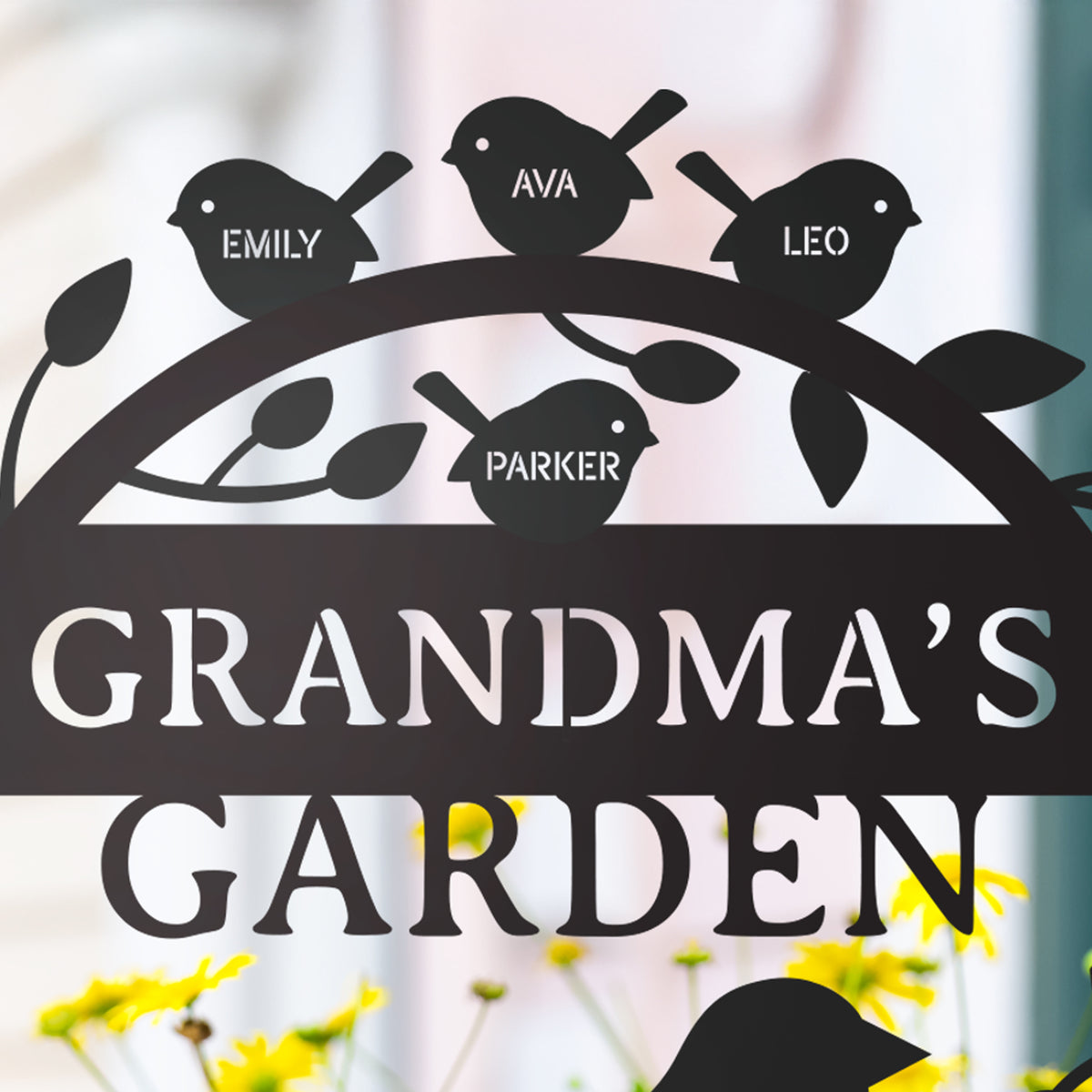 Personalized Metal Garden Stake - Mama&#39;s Birds