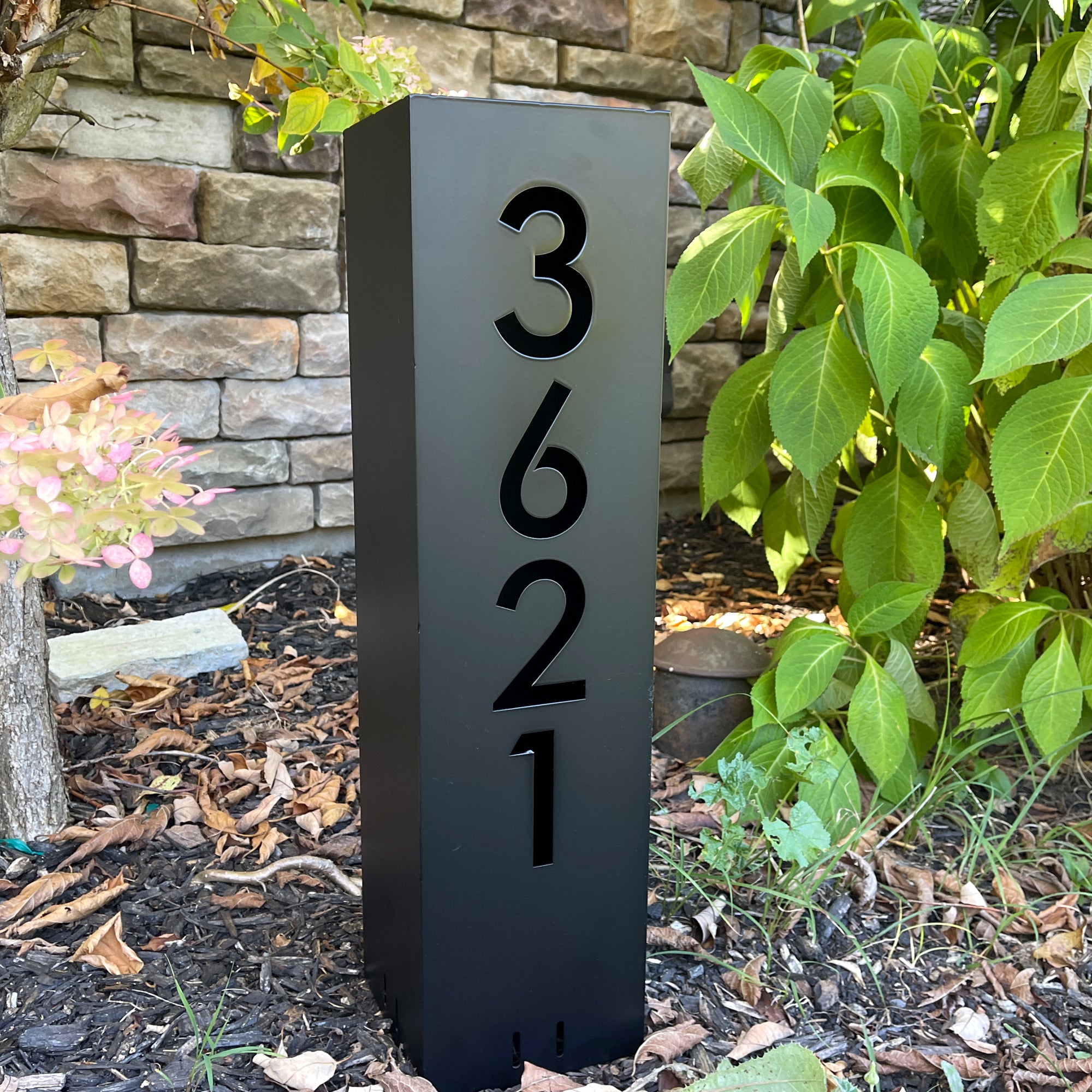 Win Column Sign Satin Black House Number Column : Modern Address Column with Solar Lig ...