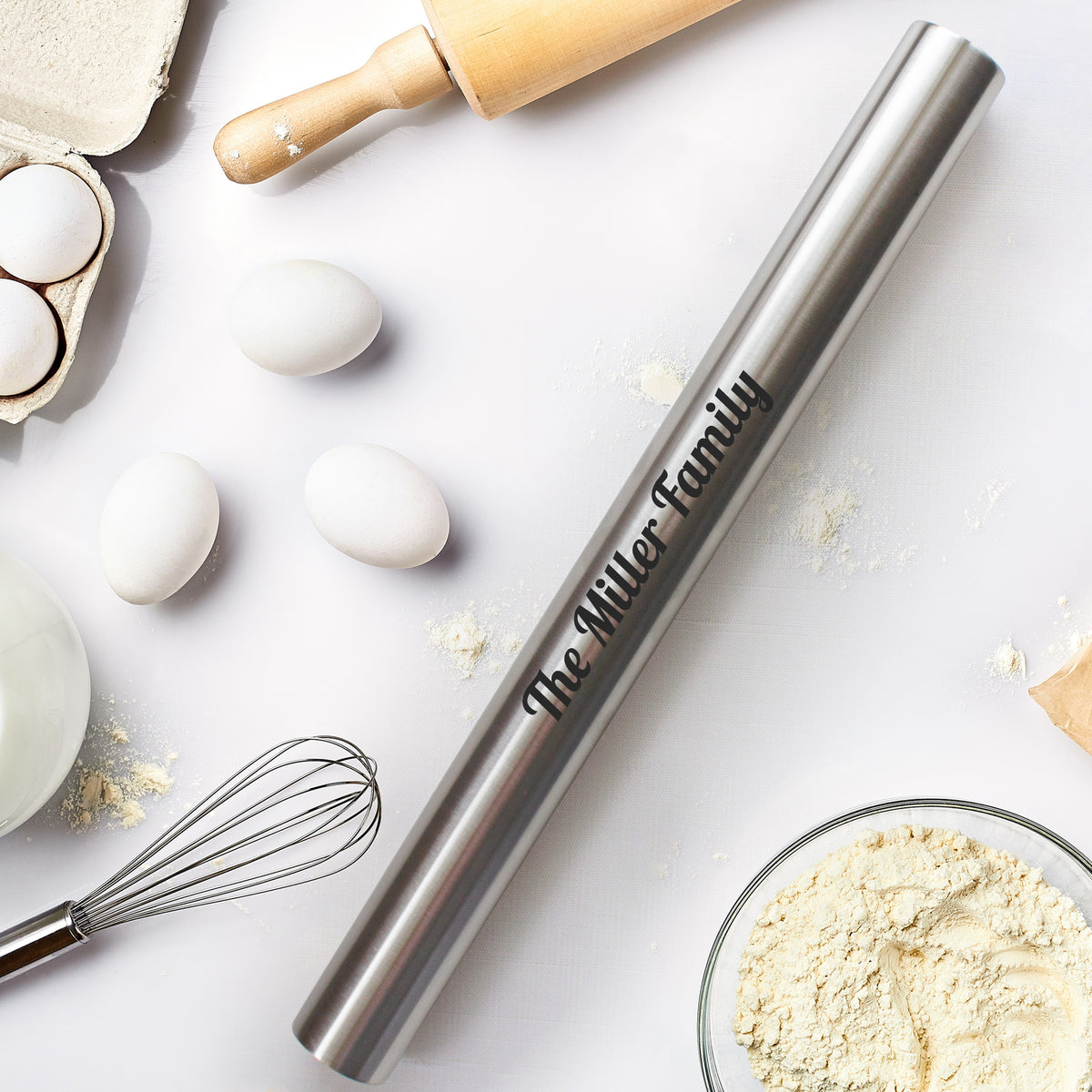 Stainless Steel Rolling Pin - Bakers Rolling Pin - Personalize