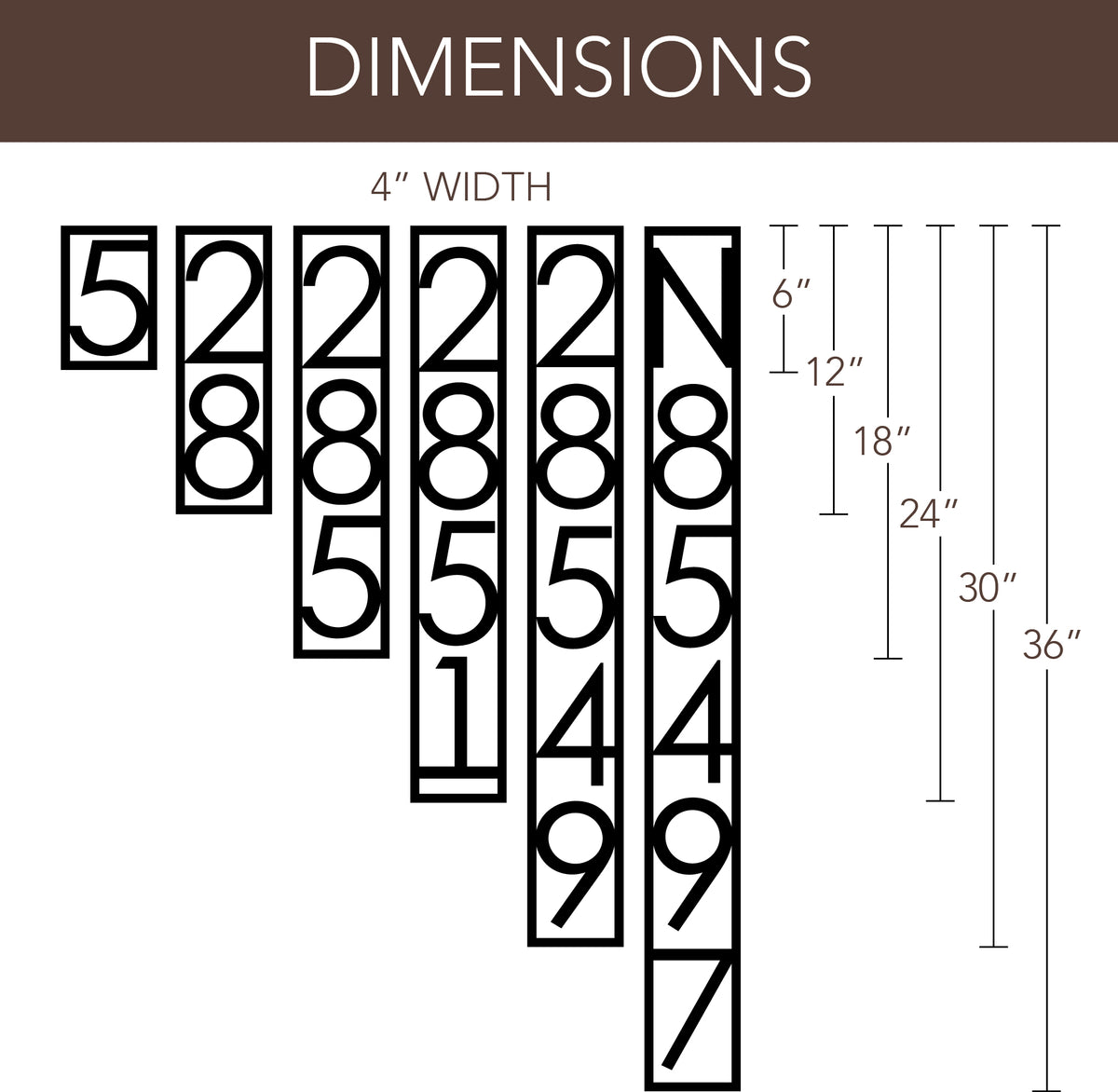 Stainless Steel Vertical Metal House Number Sign | Mid-Century