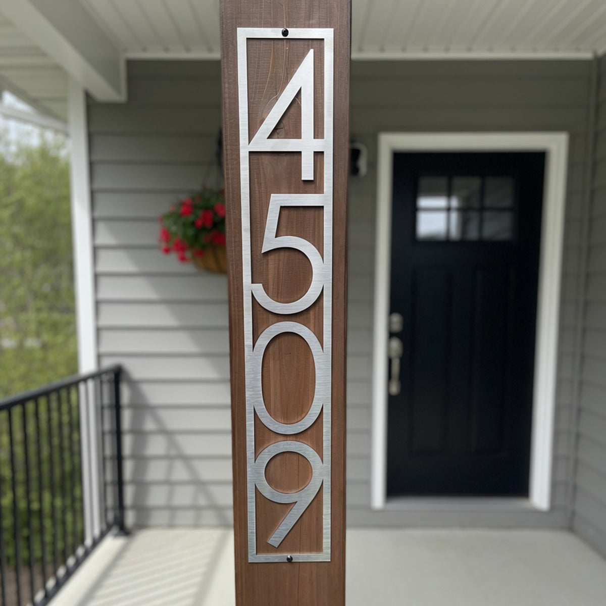 Stainless Steel Vertical Metal House Number Sign | Mid-Century