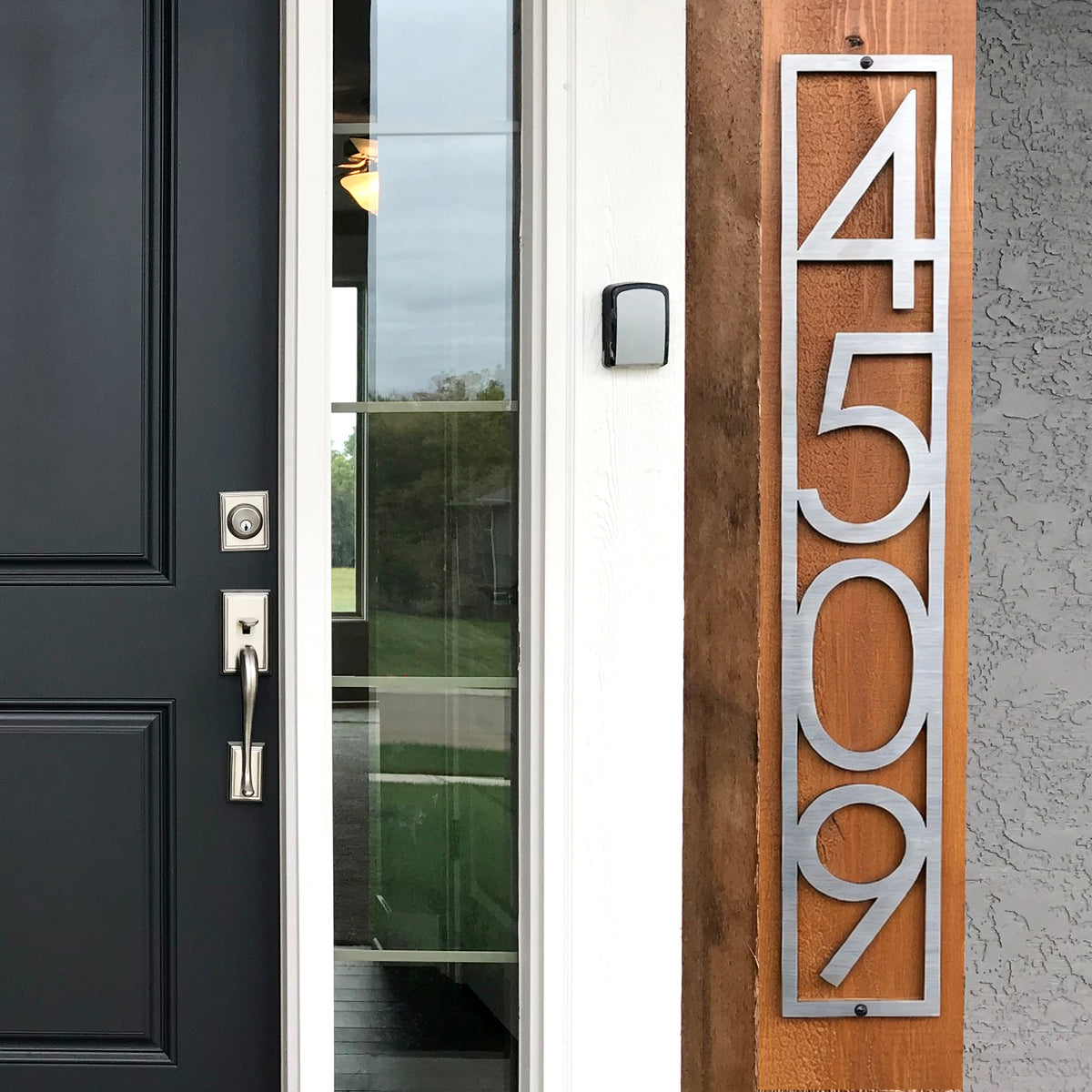 Stainless Steel Vertical Metal House Number Sign | Mid-Century