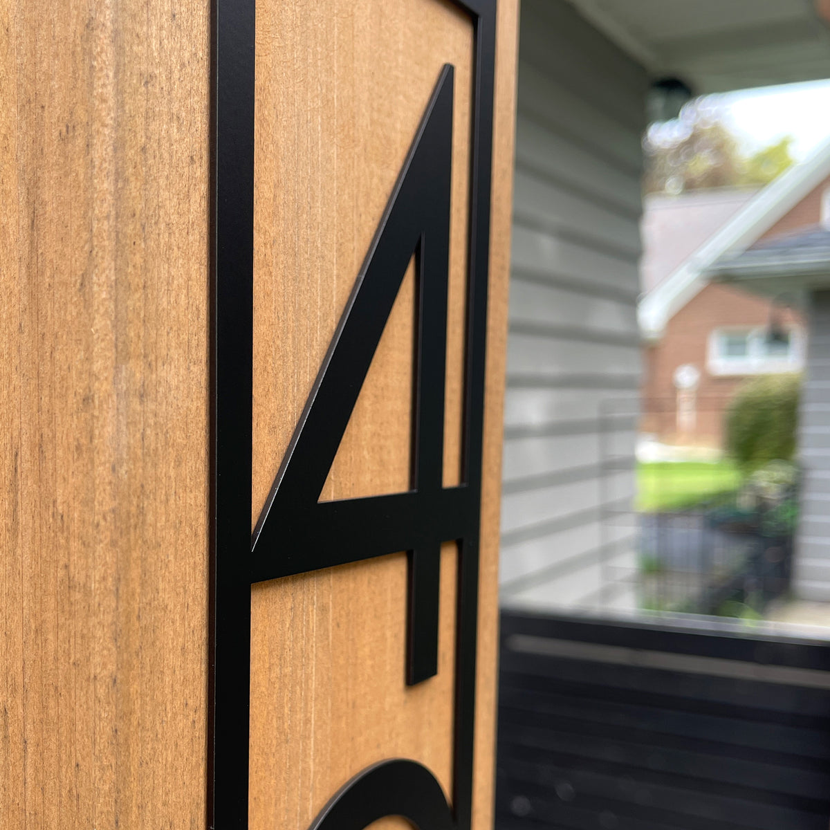 Modern Vertical Metal House Number Sign | Mid-Century