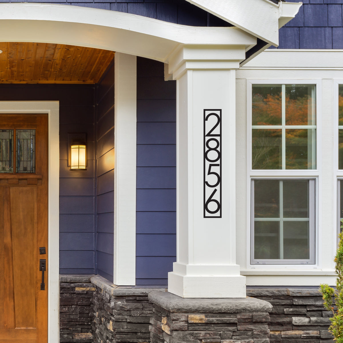 Modern Vertical Metal House Number Sign | Mid-Century