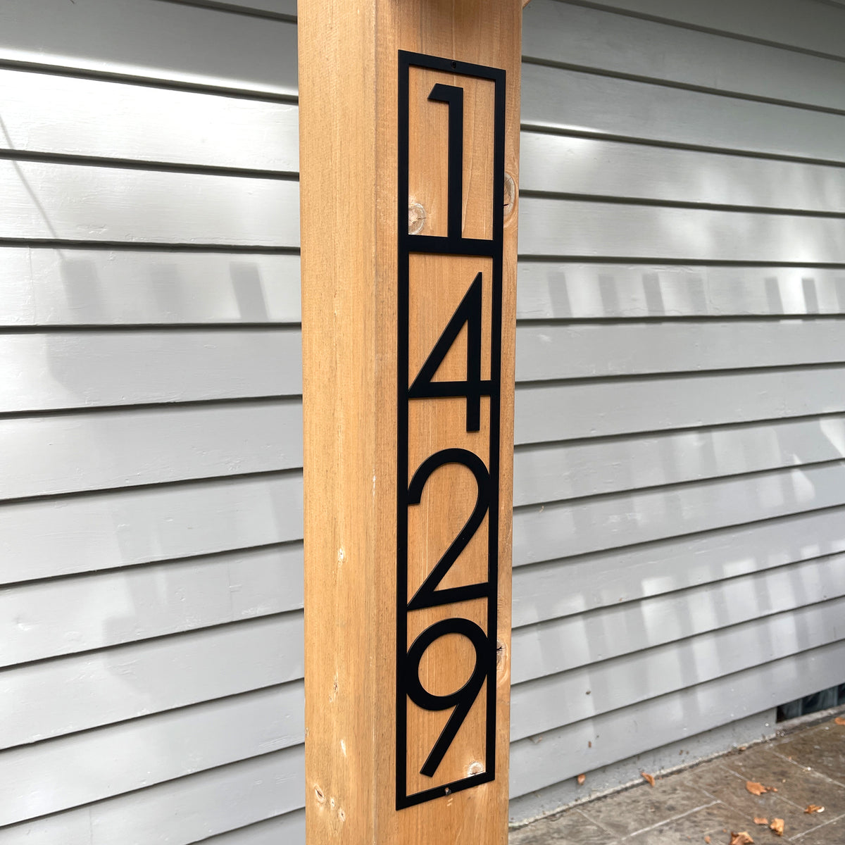 Modern Vertical Metal House Number Sign | Mid-Century