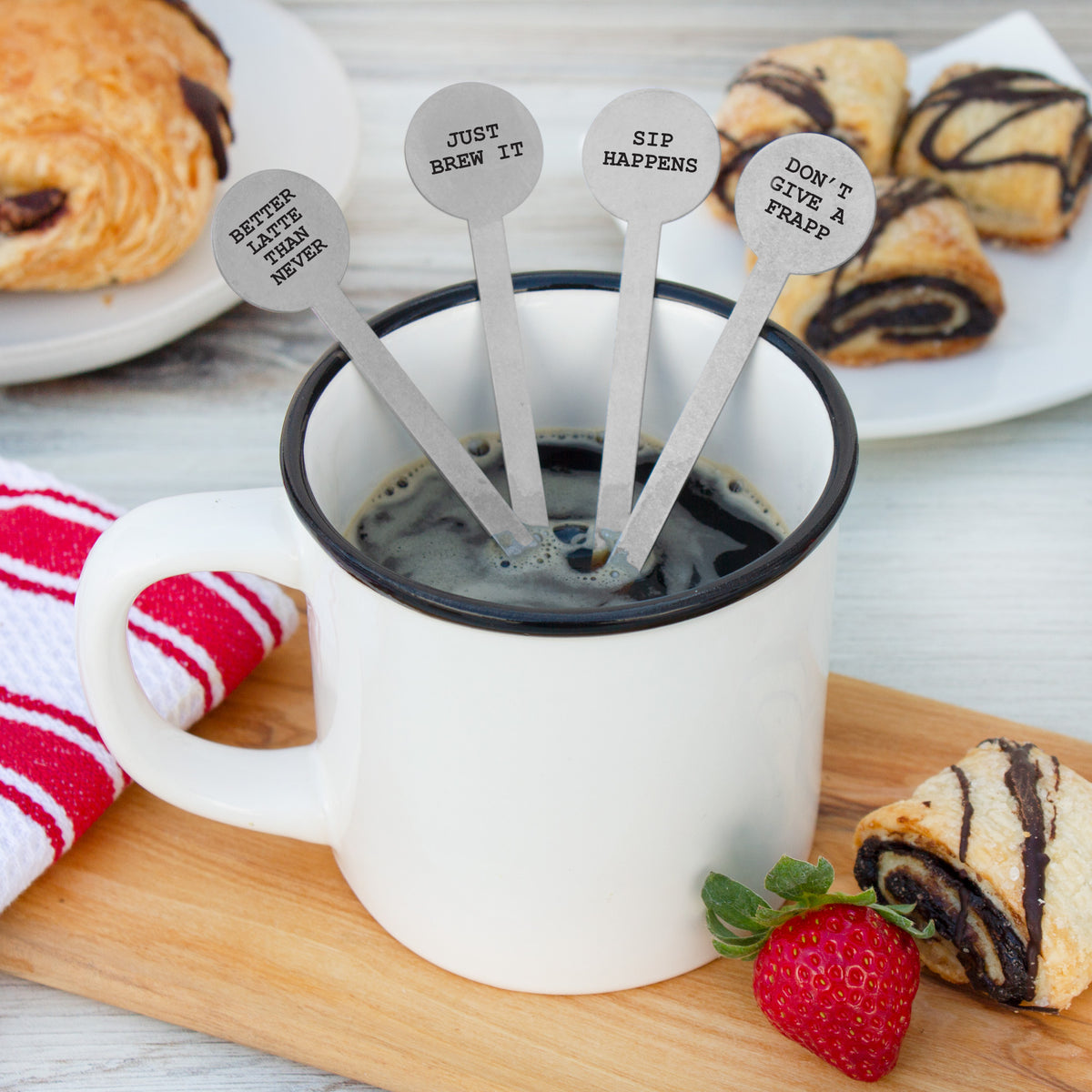 Coffee Pun Stirrers | Eco Friendly Coffee Stir Sticks | Set of 4