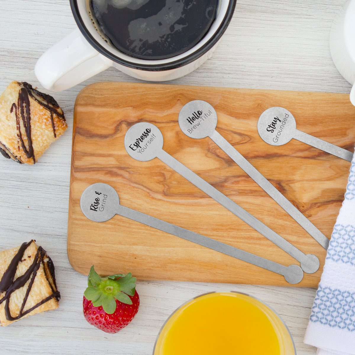 Coffee Pun Stirrers | Positive Coffee Stir Sticks | Eco Friendly | Set of 4