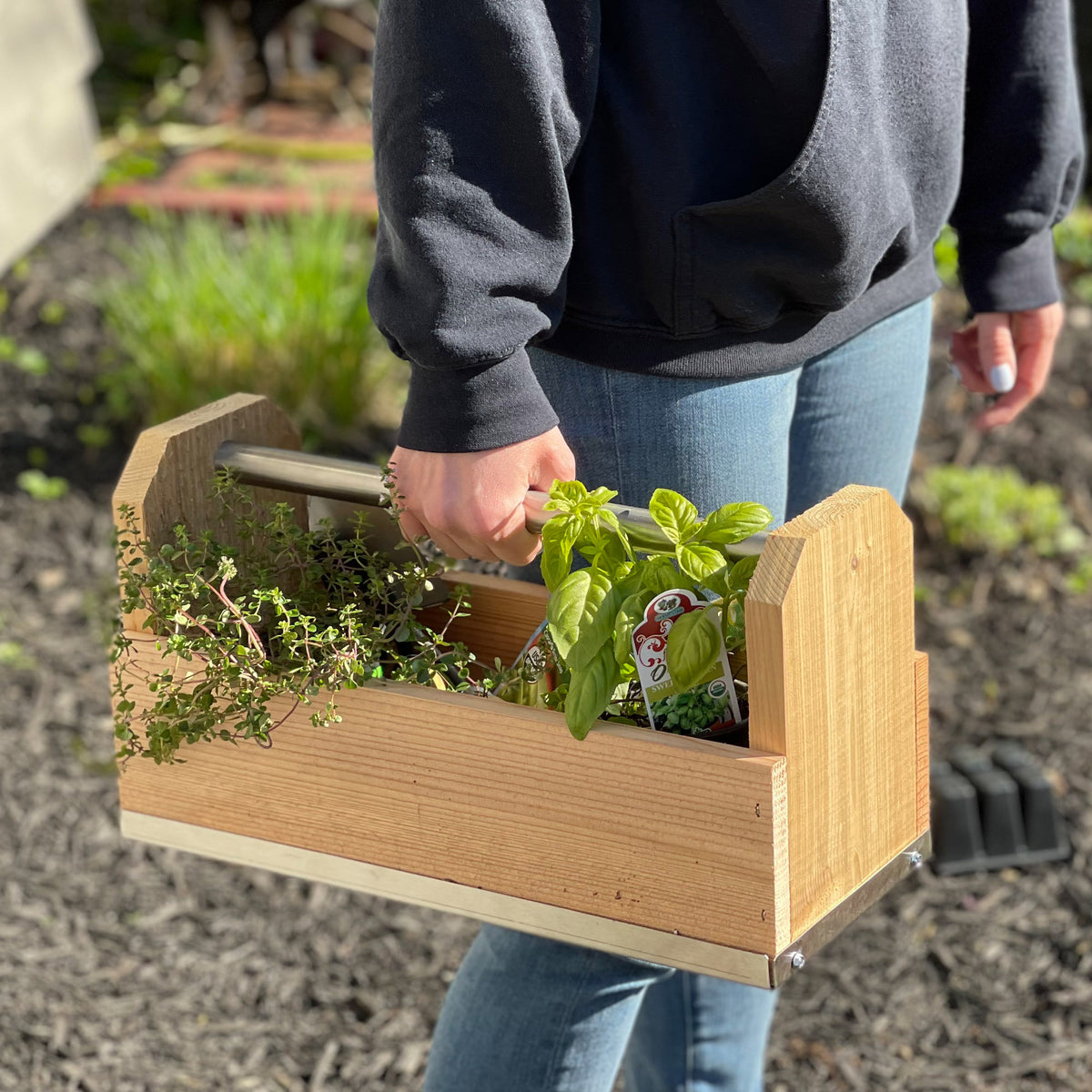 Garden Caddy - Cedar Tool Box with Handle
