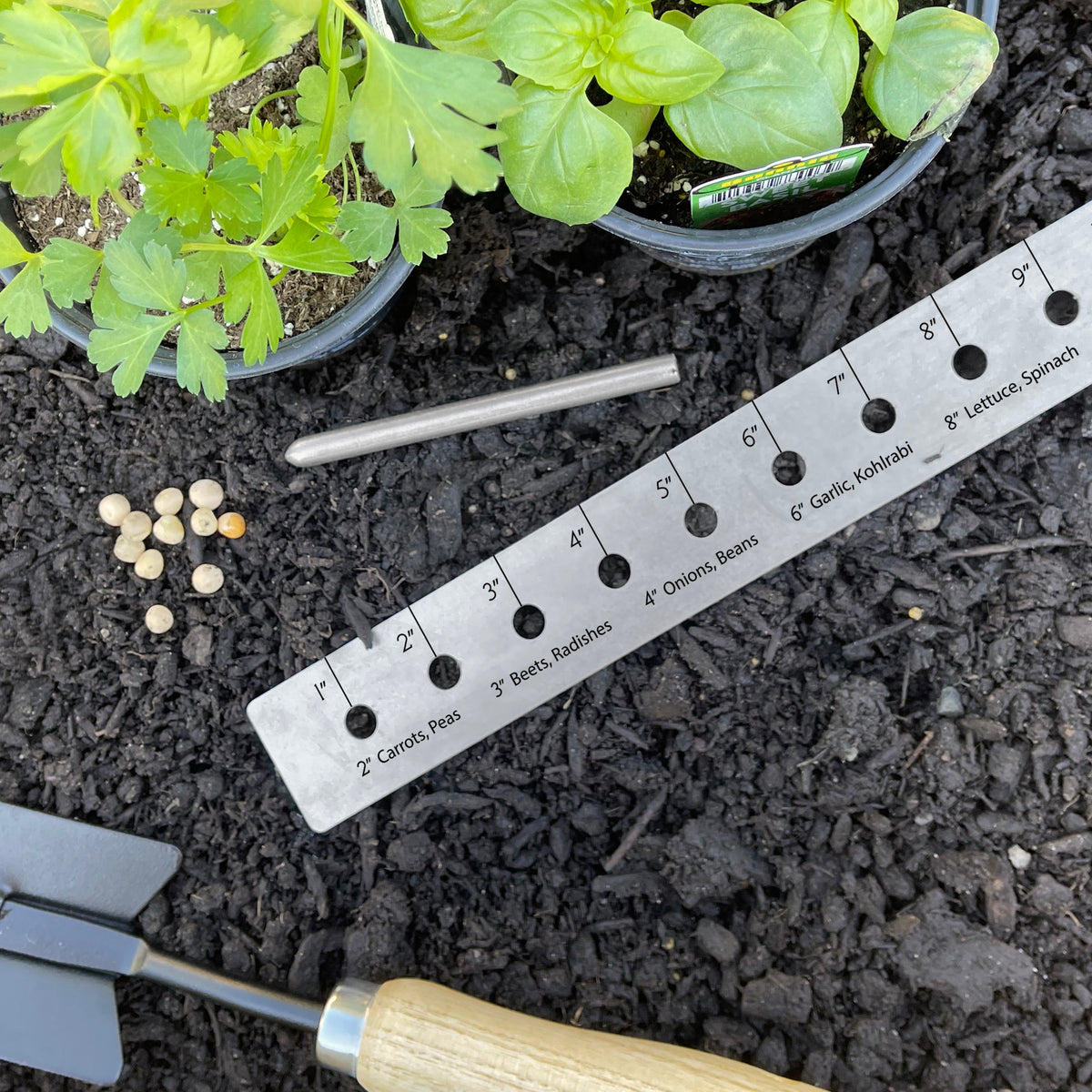 Seeding Ruler SeedWooden Seed Plant Spacing Ruler Tool with Dibber